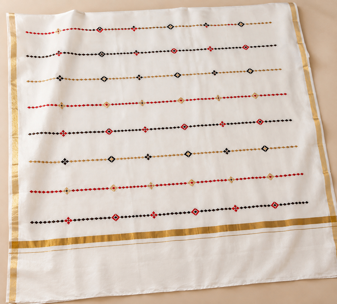 Printed Saree with Golden Border
