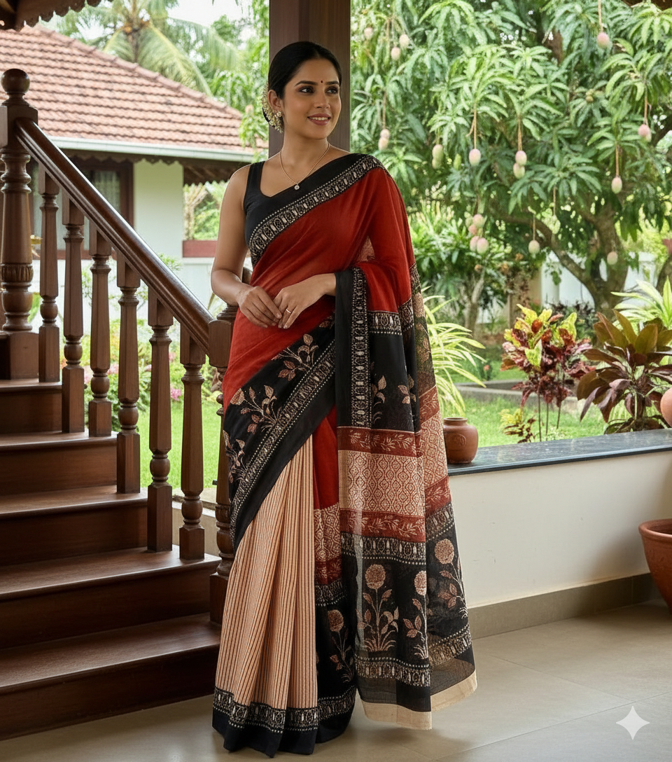 MUL MUL COTTON PRINT SAREE