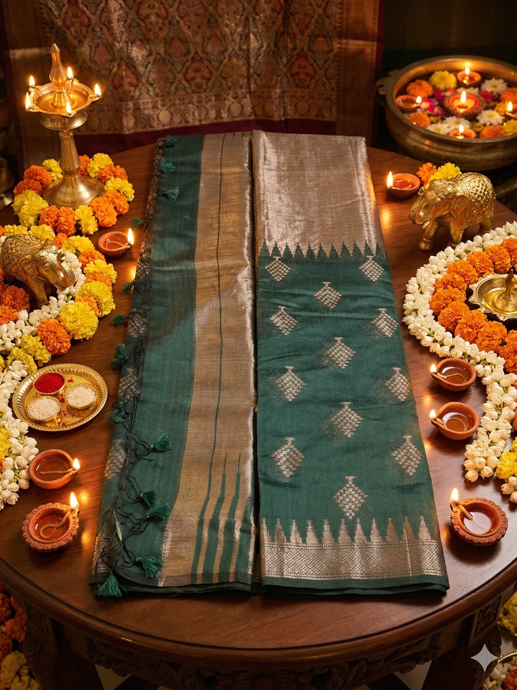 Gift sari-cotton silk partywear