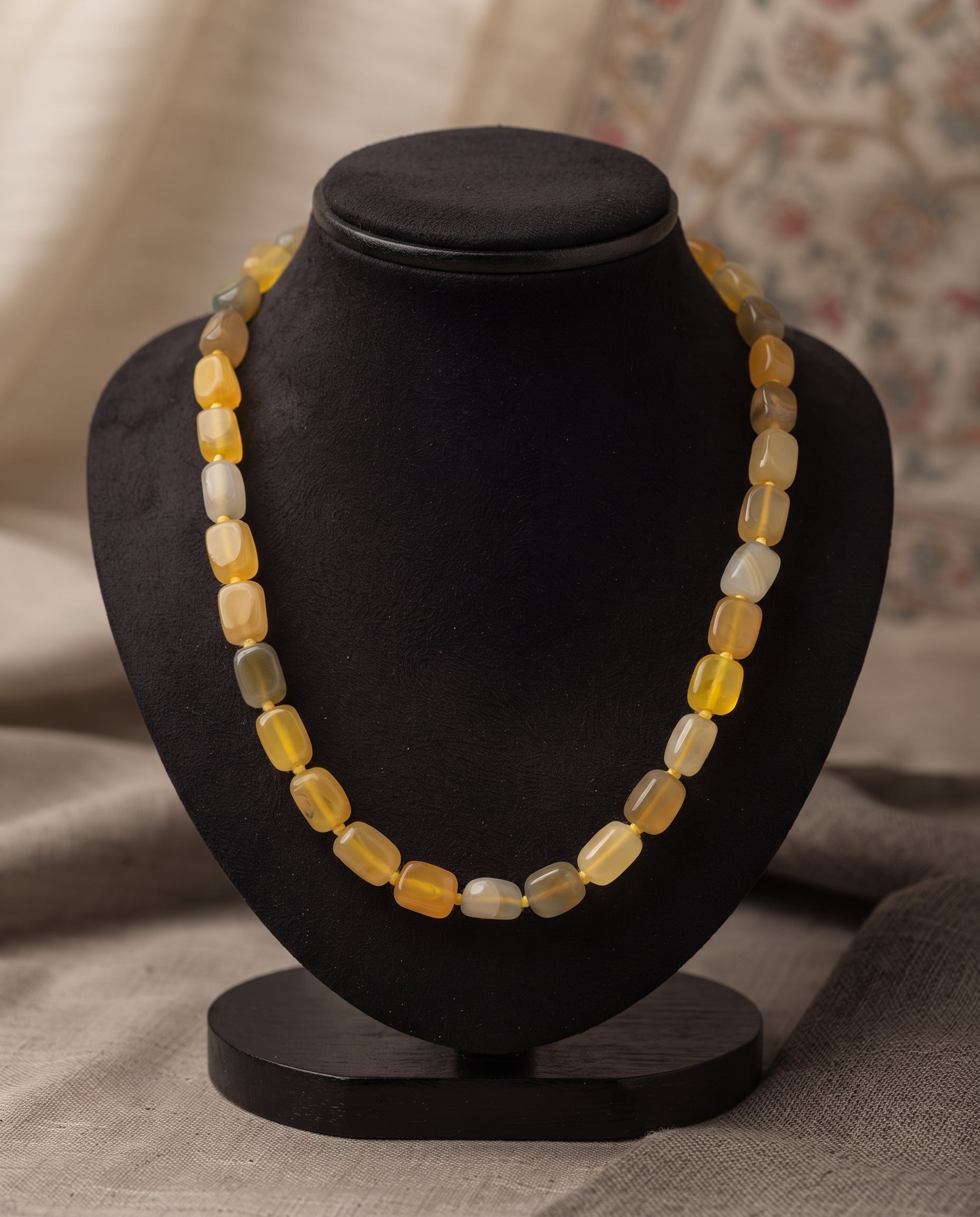 Yellow Agate Beaded Necklace