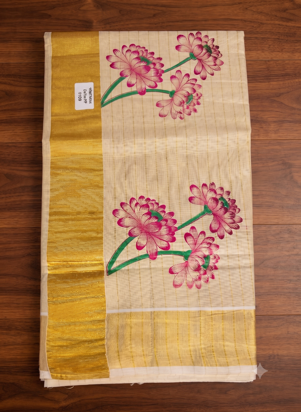Dalia Printed Kerala Saree -Purple