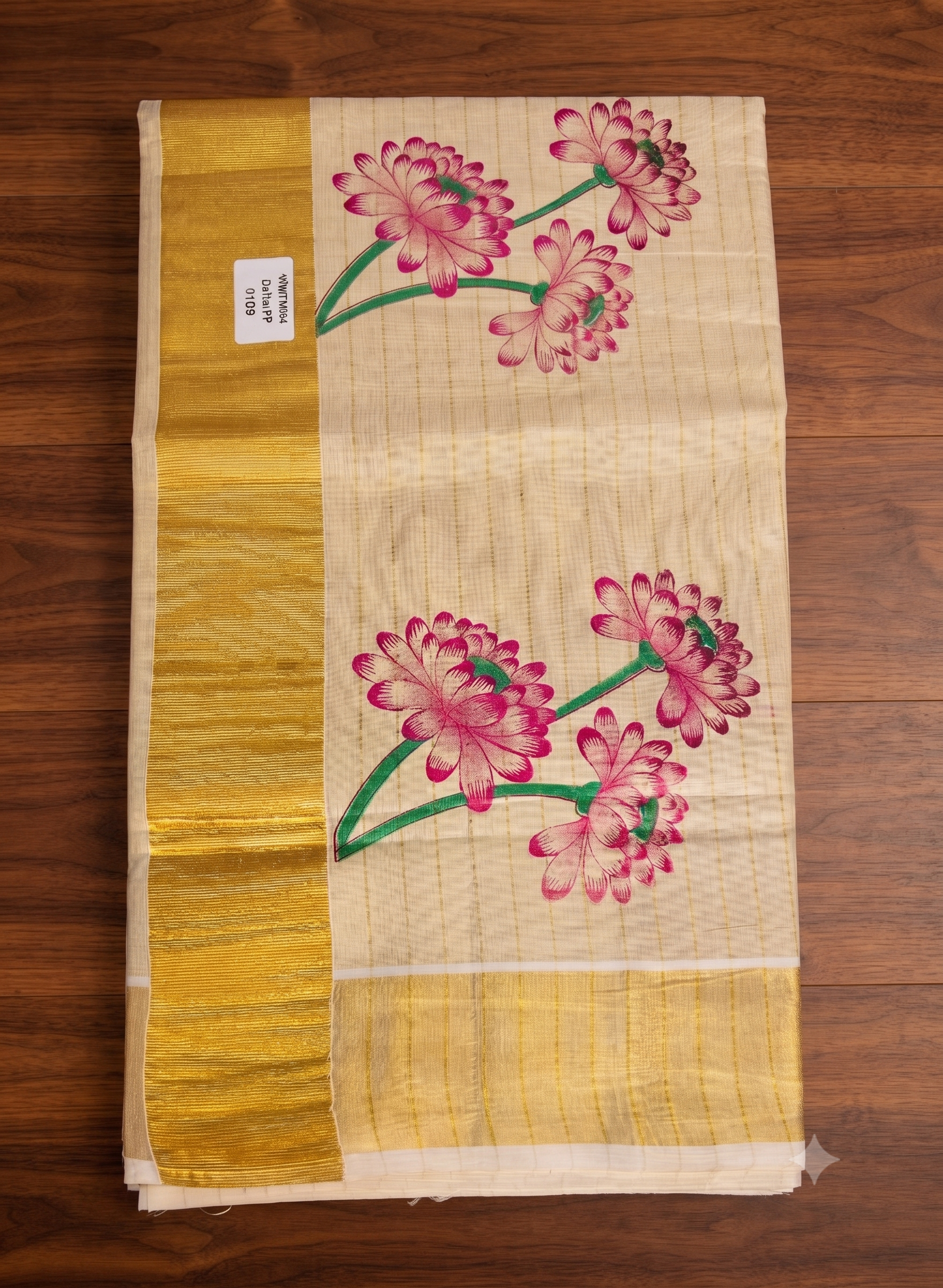 Dalia Printed Kerala Saree -Purple