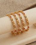 Antique Gold-Finished Peacock Motif Bangles