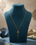 Emerald Drop Lariat Anti-Tarnish Gold Necklace
