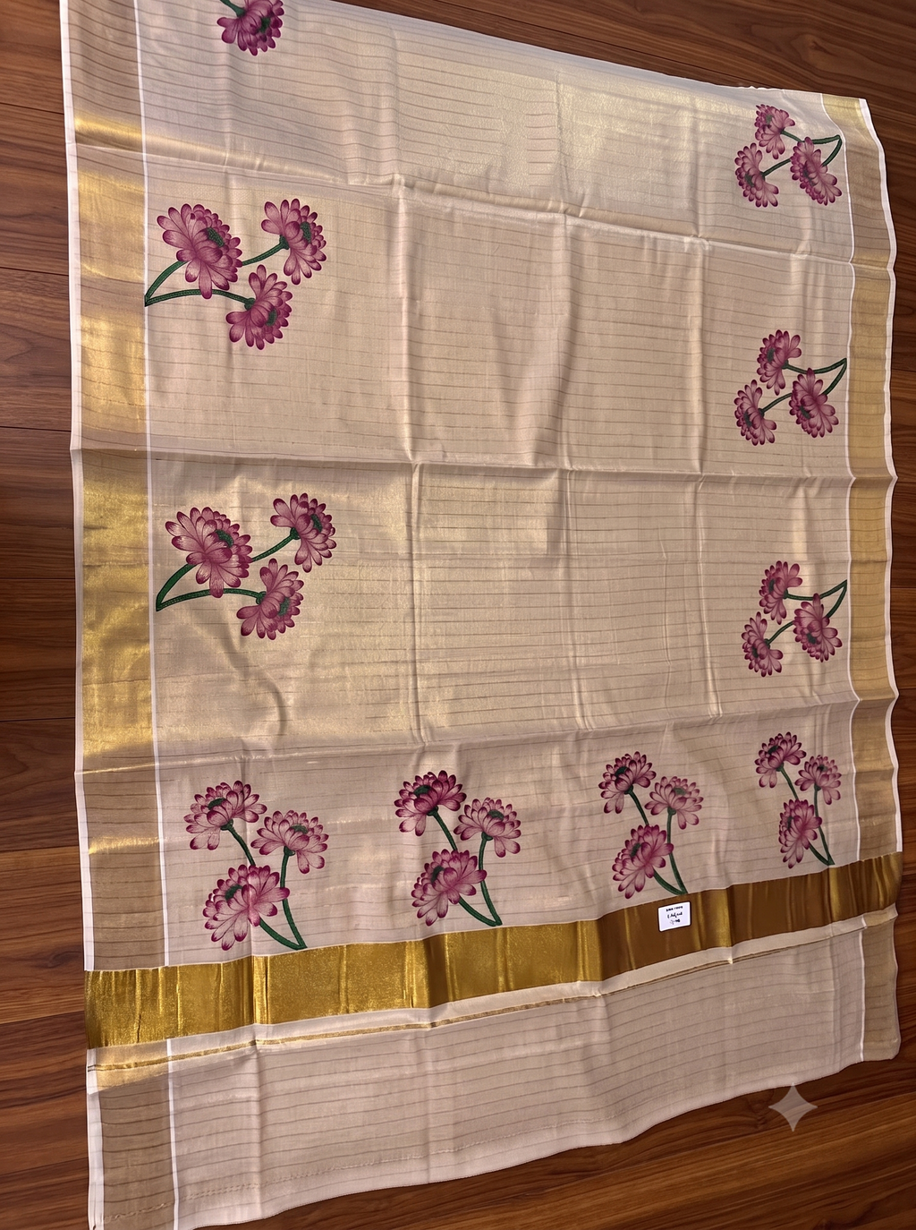 Dalia Printed Kerala Saree -Purple