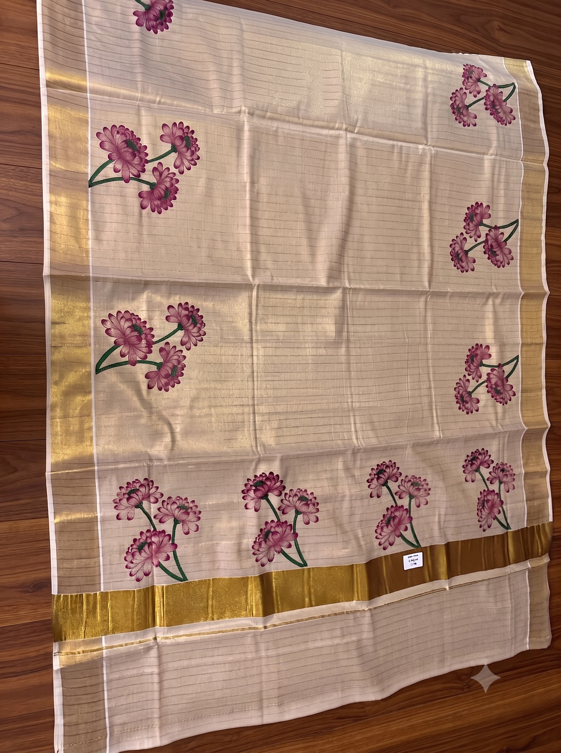 Dalia Printed Kerala Saree -Purple