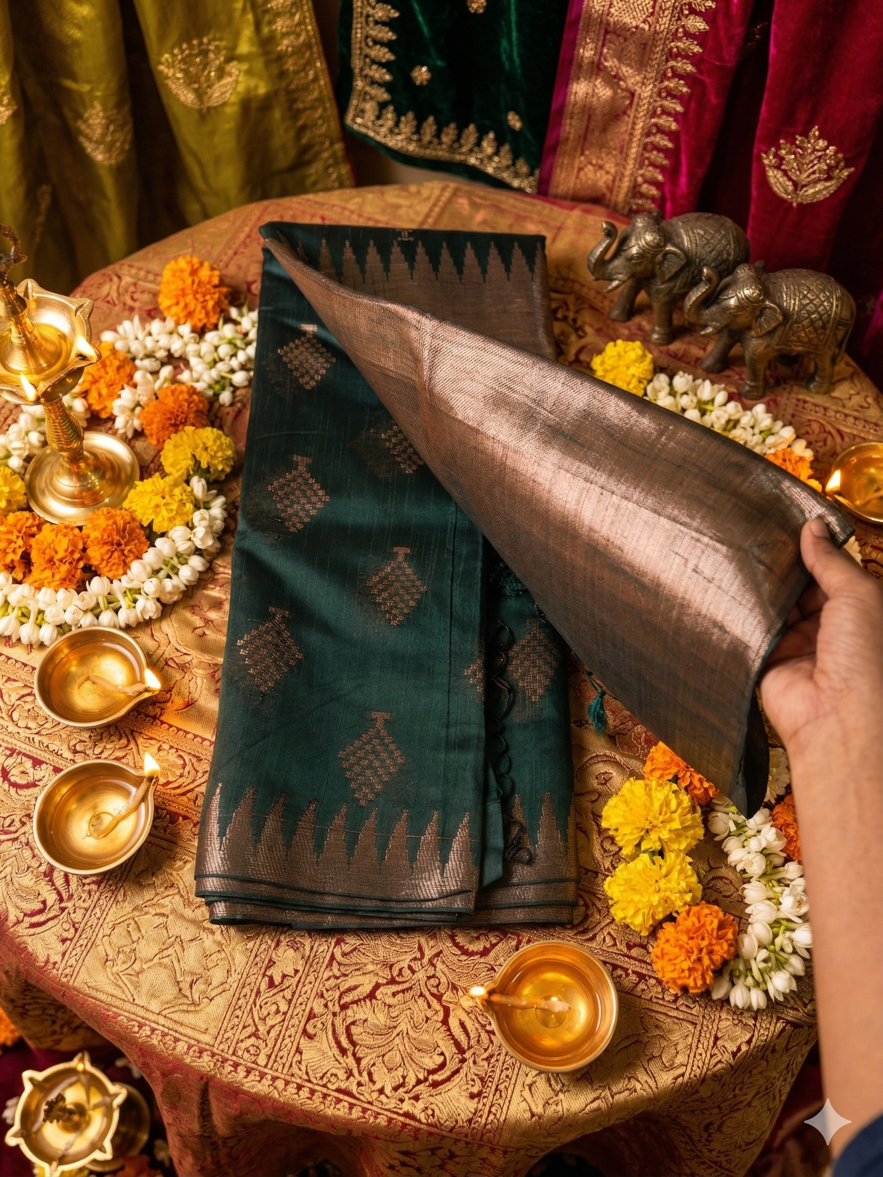 Gift sari-cotton silk partywear