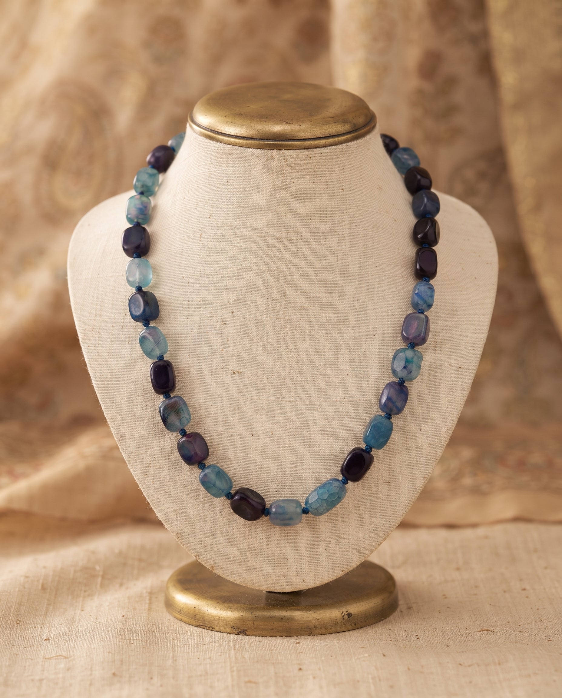 Midnight & Azure Agate Bead Necklace