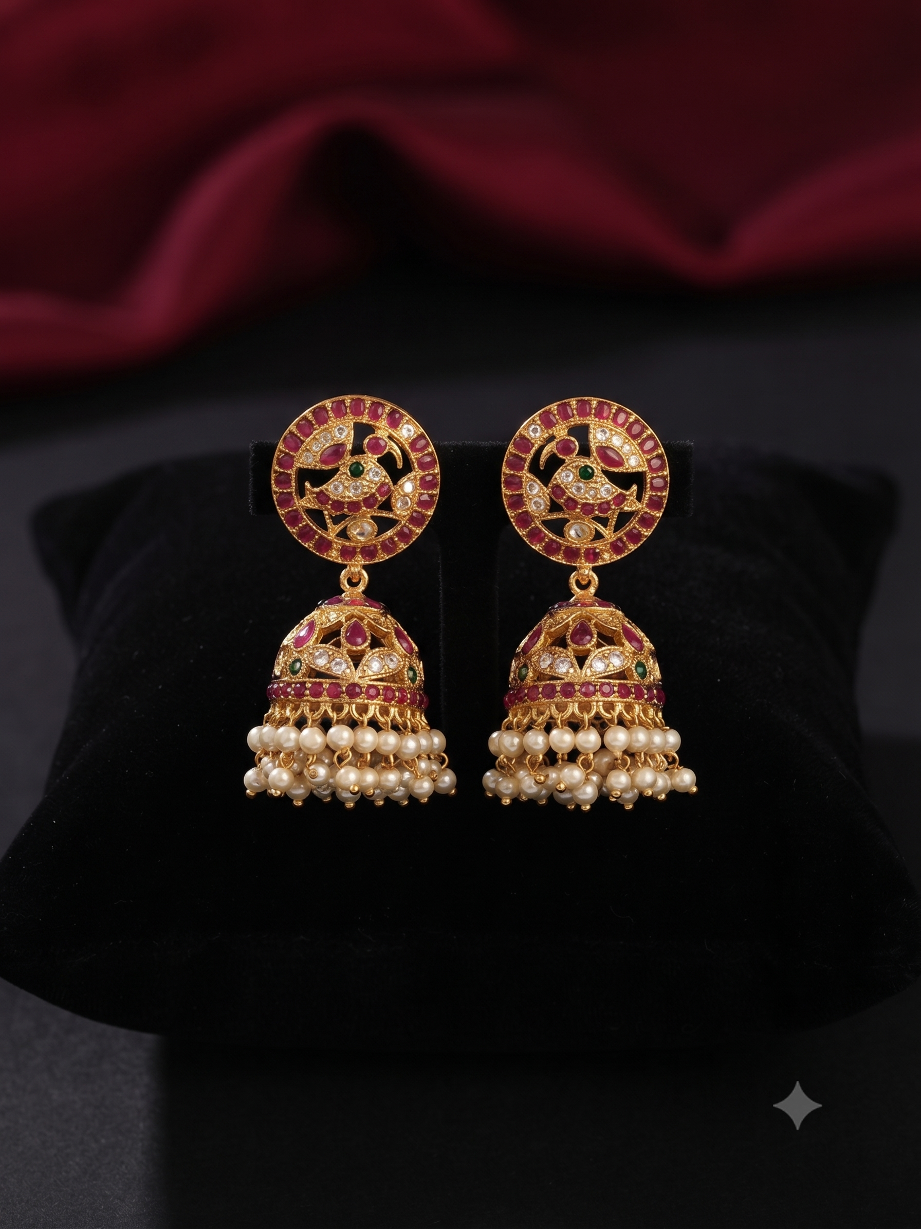 Ruby & Pearl Accented Jhumka