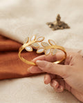 Golden Leaf Cuff Bangle | Anti-Tarnish Statement Jewelry Dubai