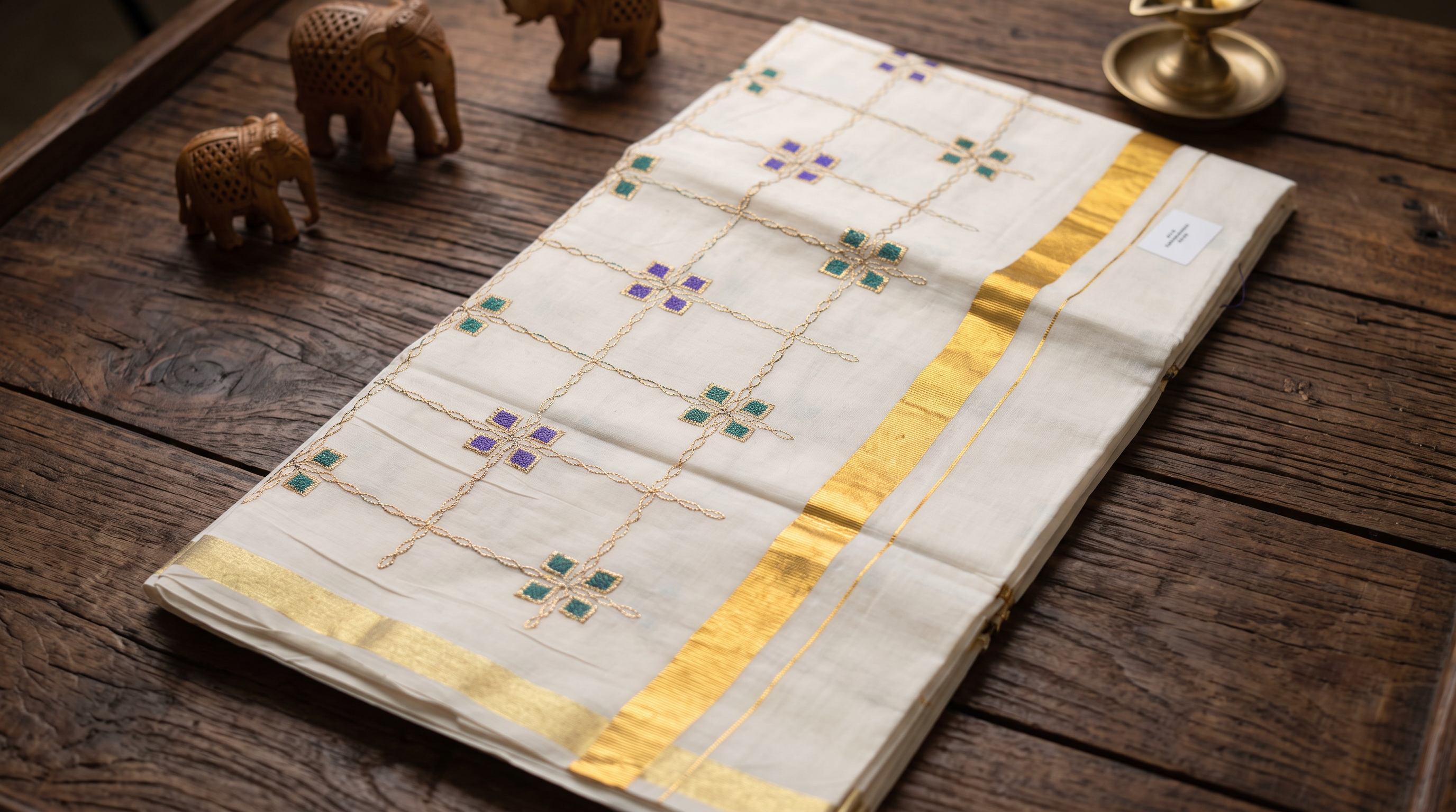 Kerala Cotton with Gold Zari