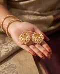 Regal Peacock Pearl Cluster Gold-Tone Stud Earrings