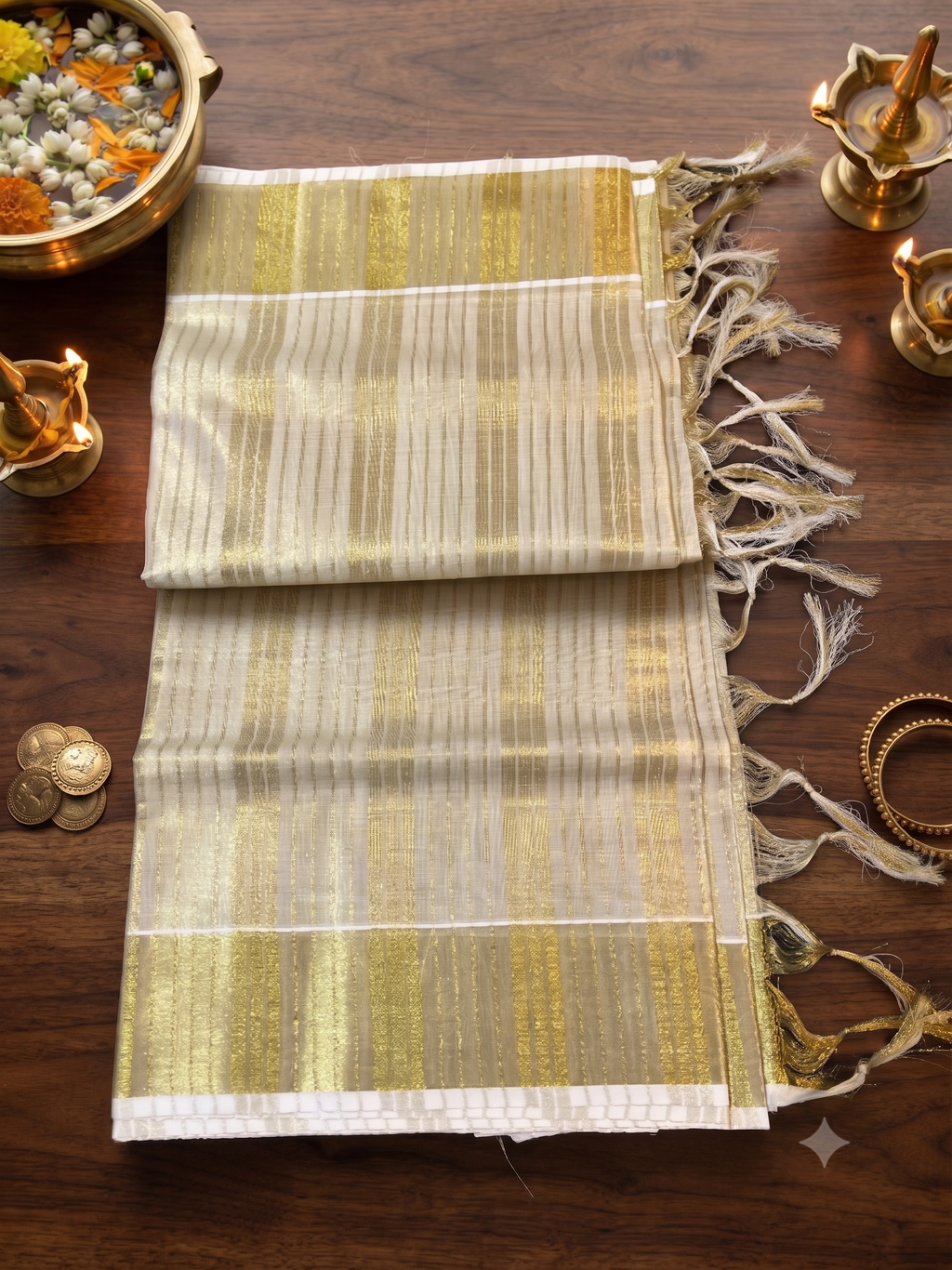 Exquisite Gold Tissue Kasavu Saree