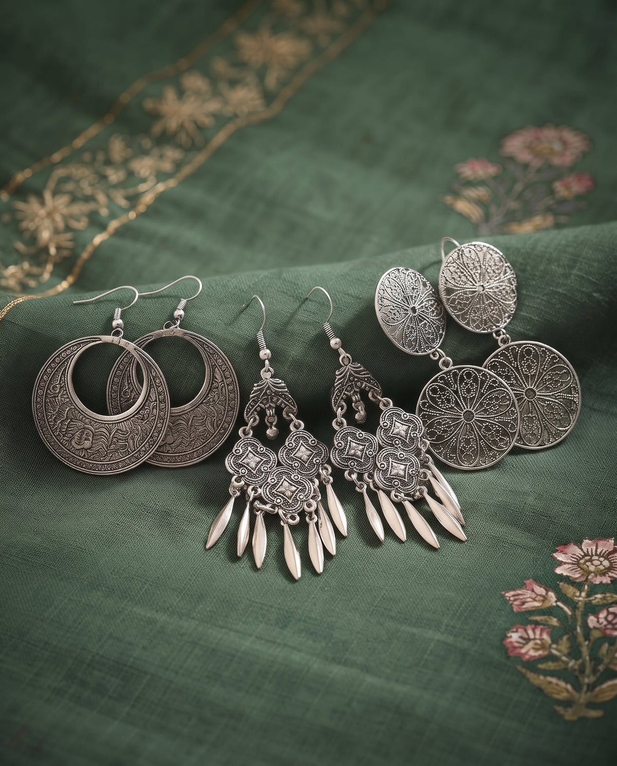 Silver Statement Ethnic Earring Collection