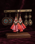 Boho-Chic Coral & Turquoise Enamel Tassel Earring Collection