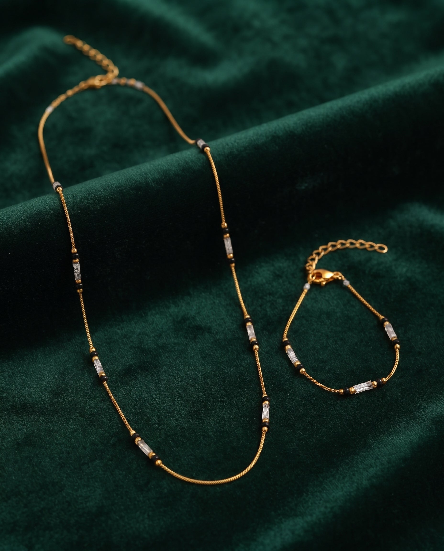 Crystal & Bead Gold-Plated Fashion Set