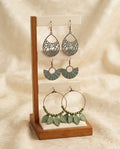 Vintage Green & Copper Earring Trio Set