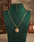 Golden Floral Medallion Crystal Pendant Necklace