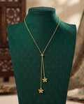 Golden Adjustable Dual Floral Y-Lariat Necklace