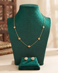 Golden Solitaire Crystal Station Necklace & Earrings Set